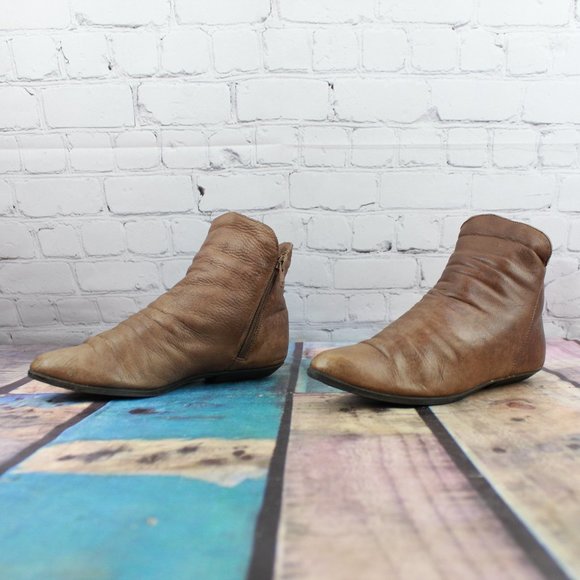 Vintage 80's Maine Woods Amanda Brown Leather Slouch Side Zip Ankle Boots 6 M - Picture 2 of 9